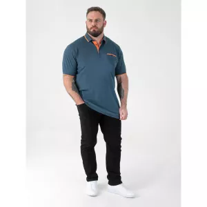 Polo D555 HARVEY bleu turquoise liseré contrasté-5XL