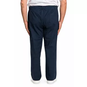 Pantalon jogger bleu marine en lin coton stretch-6XL