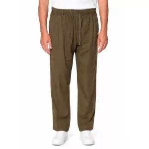 Pantalon jogger kaki en lin coton stretch
