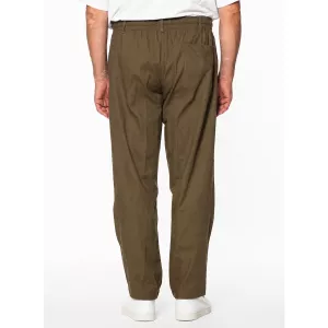 Pantalon jogger kaki en lin coton stretch-7XL