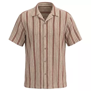 Chemise col cubain rayée bois de rose-5XL