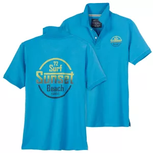 Polo Redfield imprimé Surf Sunset bleu gitane