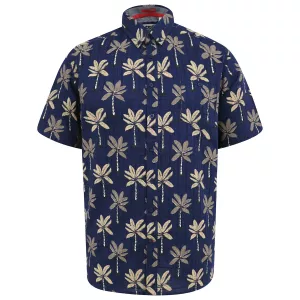 Chemise D555 palmiers jacquard bleu marine-6XL