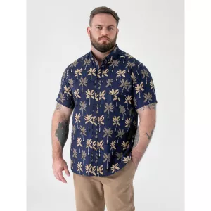 Chemise D555 palmiers jacquard bleu marine-7XL
