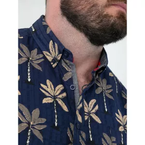 Chemise D555 palmiers jacquard bleu marine-5XL