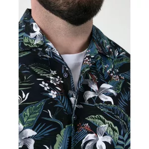 Chemise D555 Corden hawaïenne bleu Foncé-4XL