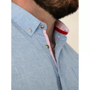 Chemise D555 Clarke bleu clair en lin coton-4XL