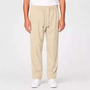 Pantalon jogger sable clair en lin coton stretch-6XL