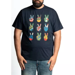 T-shirt drapeaux du monde bleu marine-4XL