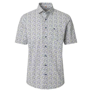 Chemise manches courtes imprimée motifs jaune et bleu-3XL