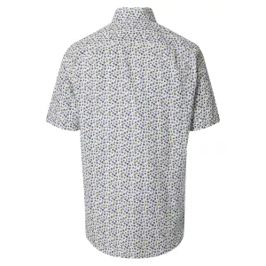 Chemise manches courtes imprimée motifs jaune et bleu-3XL