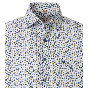 Chemise manches courtes imprimée motifs jaune et bleu-4XL