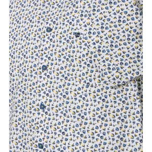 Chemise manches courtes imprimée motifs jaune et bleu-3XL