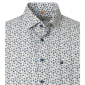 Chemise manches courtes imprimée motifs vert et bleu-4XL