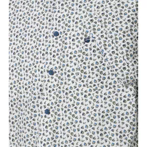 Chemise manches courtes imprimée motifs vert et bleu-6XL