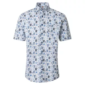 Chemise tropicale manches courtes motifs bleue