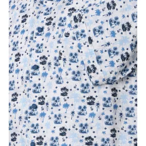Chemise tropicale manches courtes motifs bleue-3XL