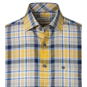 Chemise casual à carreaux Jaune -6XL