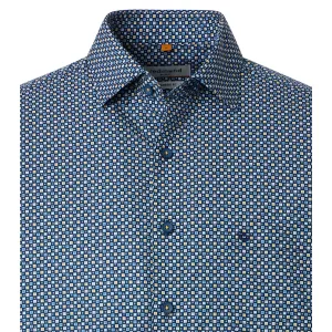 Chemise imprimée motifs Jaune et bleu-4XL