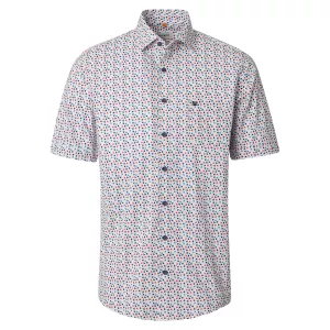 Chemise motifs floraux rouge et bleu-2XL