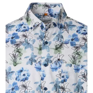 Chemise manches courtes fleur bleue-3XL