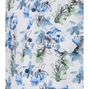 Chemise manches courtes fleur bleue-4XL