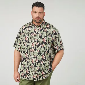 Chemise manches courtes botanique noire-7XL