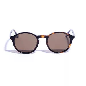 Lunettes de soleil rondes marron en bio-acétate