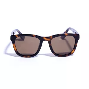Lunettes de soleil carrées marron en bio-acétate-54-21-15