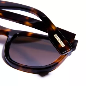 Lunettes de soleil carrées marron en bio-acétate-54-21-15
