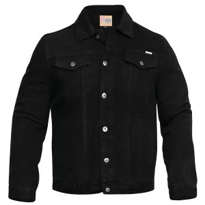 Veste en jean noir délavé coupe droite extensible