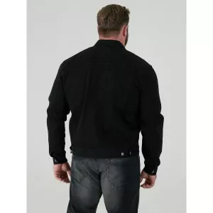 Veste en jean noir délavé coupe droite extensible-6XL