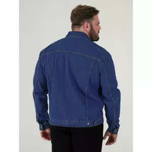 Veste en jean bleu denim coupe droite extensible-3XL