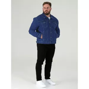 Veste en jean bleu denim coupe droite extensible-5XL