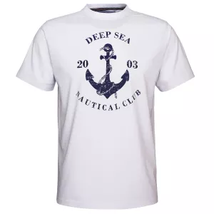 T-shirt NAUTICAL CLUB blanc style marin