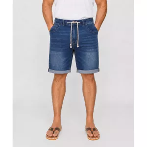 Bermuda jean stretch délavé bleu délavé-E58