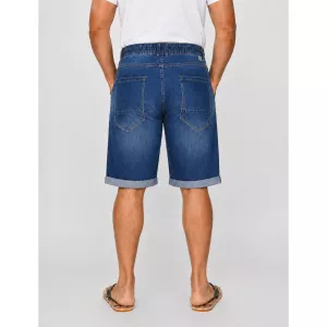 Bermuda jean stretch délavé bleu délavé-E56