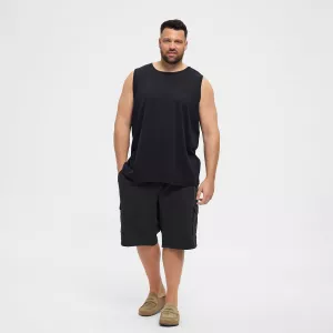 Maillot de corps TankTop noir sans manche-7XL