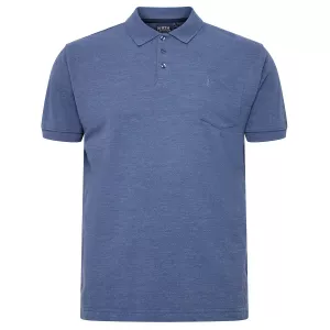 Polo piquet bleu denim avec poche