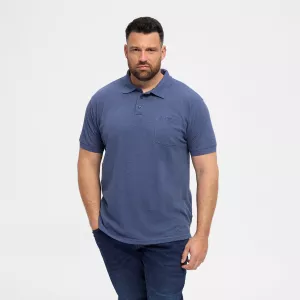 Polo piquet bleu denim avec poche-5XL