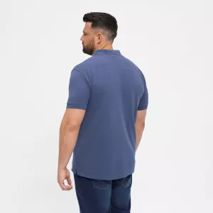 Polo piquet bleu denim avec poche-5XL