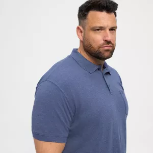 Polo piquet bleu denim avec poche-3XL