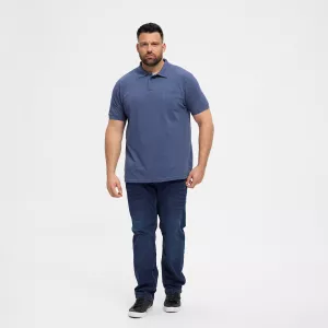 Polo piquet bleu denim avec poche-2XL
