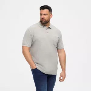 Polo piquet Mélange de gris clair avec poche-6XL