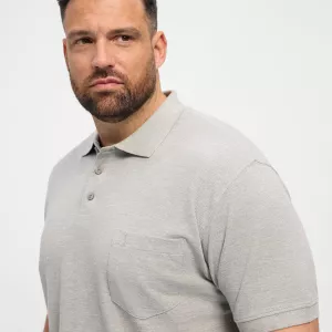 Polo piquet Mélange de gris clair avec poche-2XL
