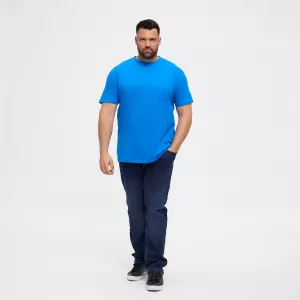 T-shirt bleu cobalt Col rond North basic-8XL