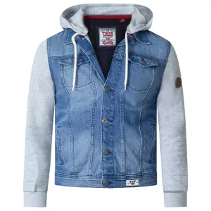 Veste jeans bleu denim à capuche
