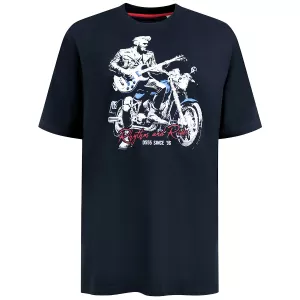 T-shirt D555 Derby imprimé moto bleu nuit