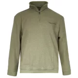 Sweat col zippé vert taille poche poitrine