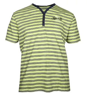 T-shirt Col en Y boutonné manche courte vert vif 4XL